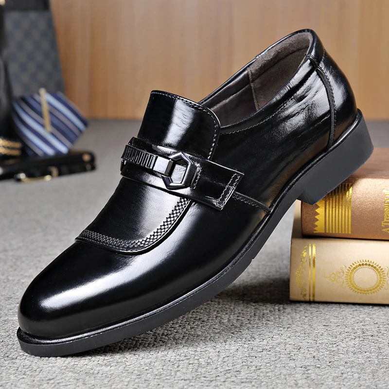 

Leather Men's Loafers Classic Black Business Office Slip-On Shoes Tassel Dress Fashion Flat Shoes British Trend Men Loafers