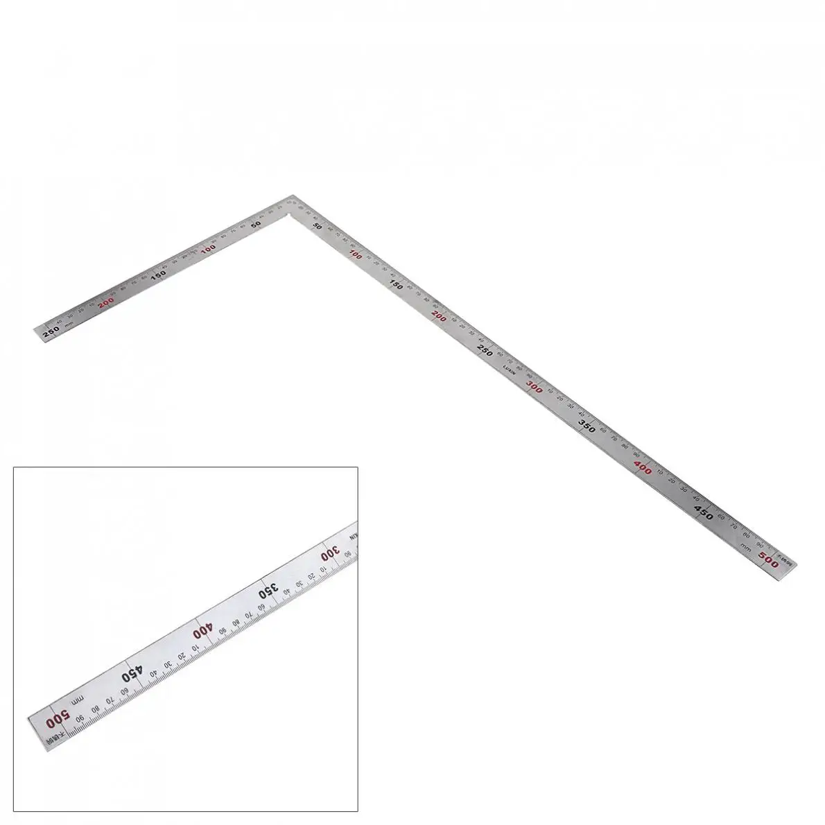 

Useful 250 x 500mm Thicker 1.2mm Stainless Steel 90 Degree Right Angle Ruler for Woodworking / Office