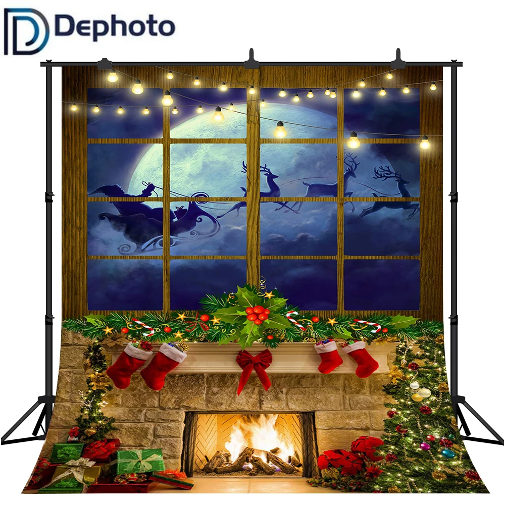 Декорации для фотосъемки с Рождеством и новогодним камином Санта Клаус