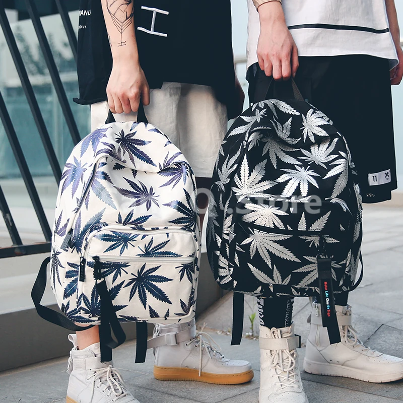 Мужской рюкзак с Кленовым листом модный вместительный холщовый в стиле хип хоп