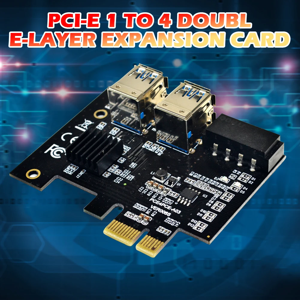 Переходник PCI-E на PCIe PCI-Express от 1x до 16x Райзер для майнинга с 1 4 USB 3 0 мультипликатор