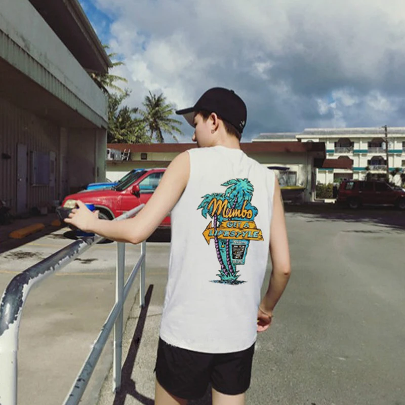 Модный хлопковый жилет с принтом кокосового дерева для лесбиянок | Женская