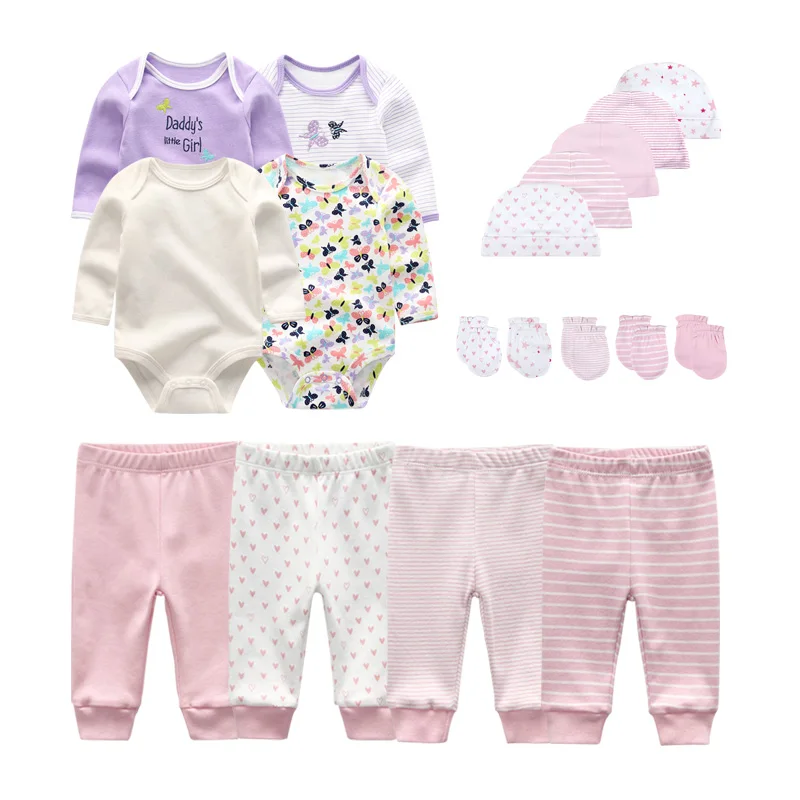 Комбинезоны для новорожденных 16/18 шт. брюки перчатки искусственная хлопковая