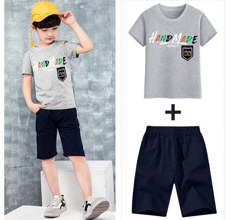 

Детская одежда Летний костюм для мальчиков Новинка 2020 года, летняя модная красивая спортивная одежда с короткими рукавами + шорты Одежда дл...