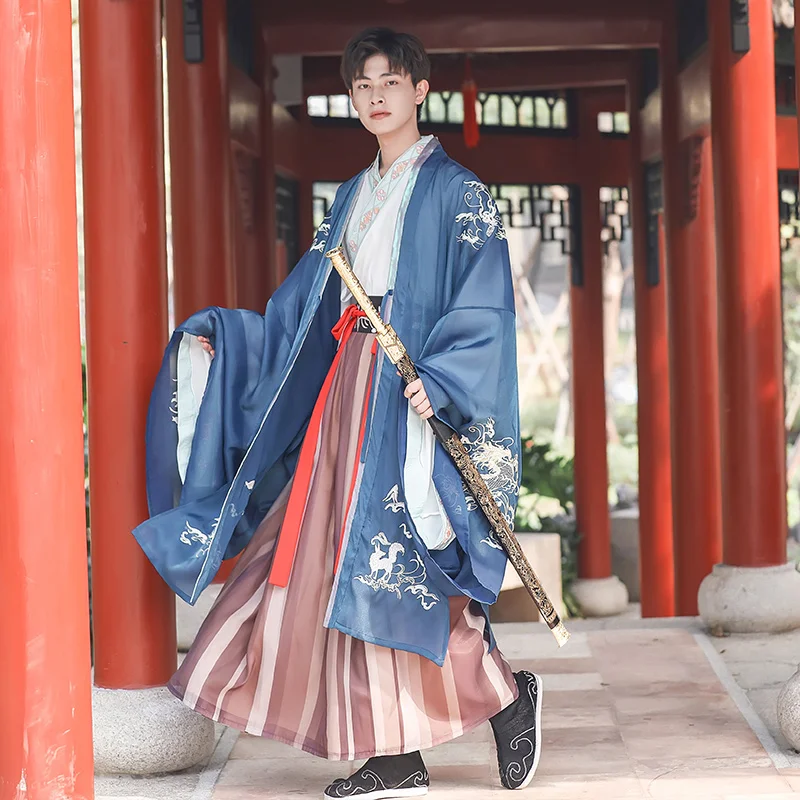 Men Hanfu Traditional Dance Costumes Women Chinese Dragon Print Folk Performance Clothing Oriental Festival Outfit BL4046 | Тематическая