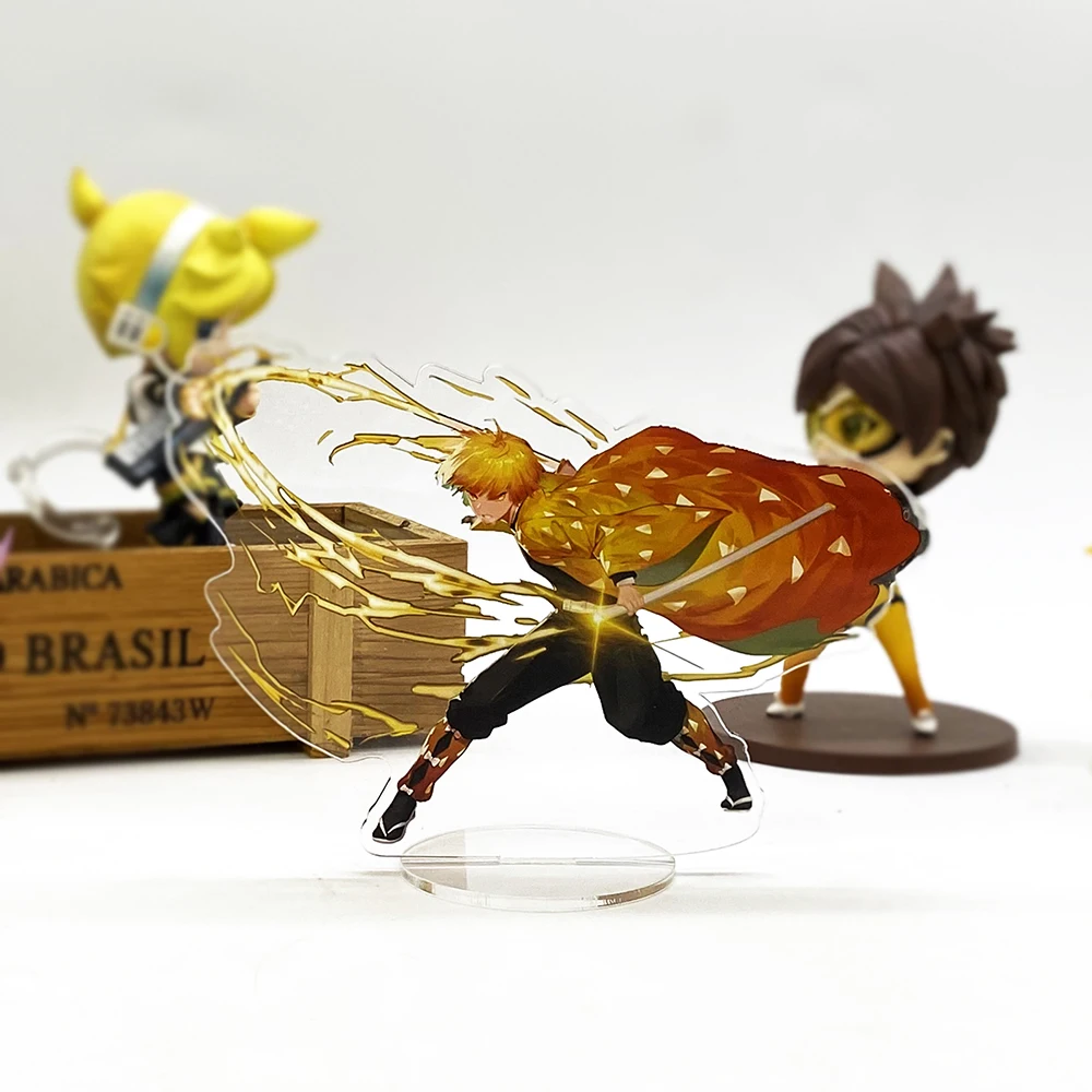 Демон убийца Kimetsu без Yaiba Zenitsu борется с ВЧ фигурка на акриловой подставке модель