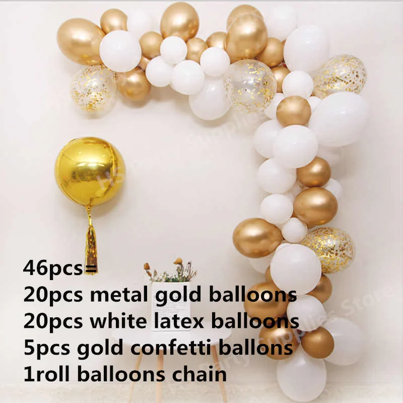46 шт./компл. металлический золотой воздушный шар в форме арки Φ белые воздушные