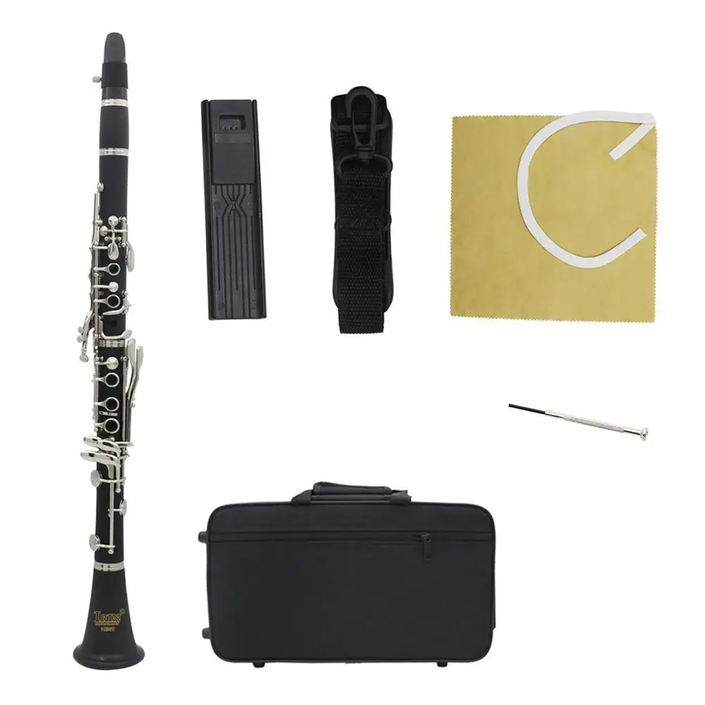 

IN560 Clarinet BB Key Bakelite Woodwind Instruments with Cleaning Cloth Reed Clip Screwdriver Strap Music Instruments