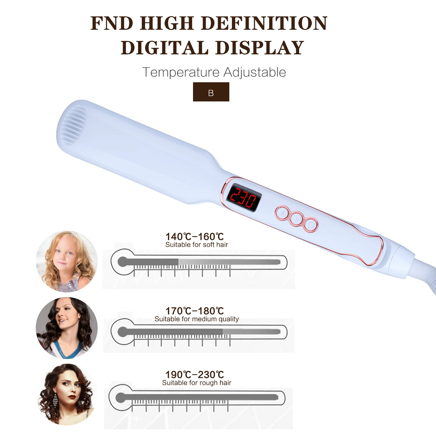 

Ceramic Flat Iron Hair Straightener Curler And Volumizer Electric Straightening Curling Machine LCD Display Salon Styling Tools