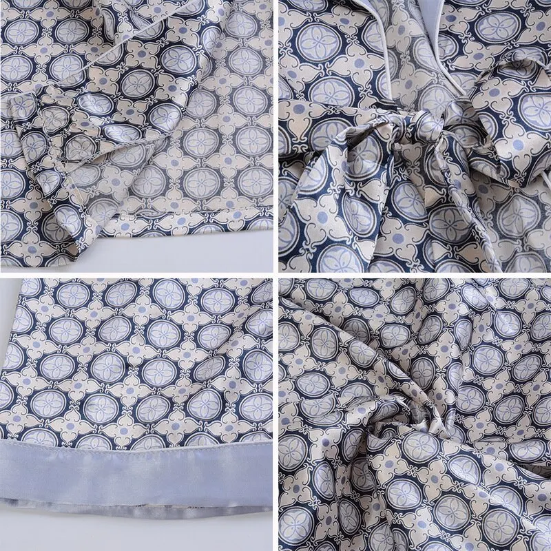 

Men Black Lounge Sleepwear Silk Nightwear For Men Comfort Silky Bathrobes Noble Dressing gown Men's Sleep Robes