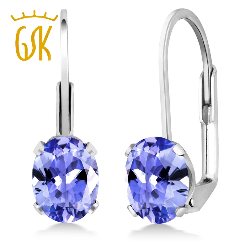 GemStoneKing 1,50 карат Овальный натуральный голубой танзанит GemstoneLeverback серьги 925 пробы серебро хорошее ювелирное изделие для женщин