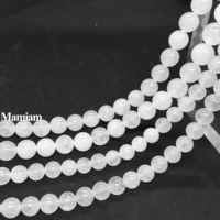 mamiam natural a white jade beads smooth round loose stone 6 12mm diy bracelet necklace jewelry making gemstone gift design