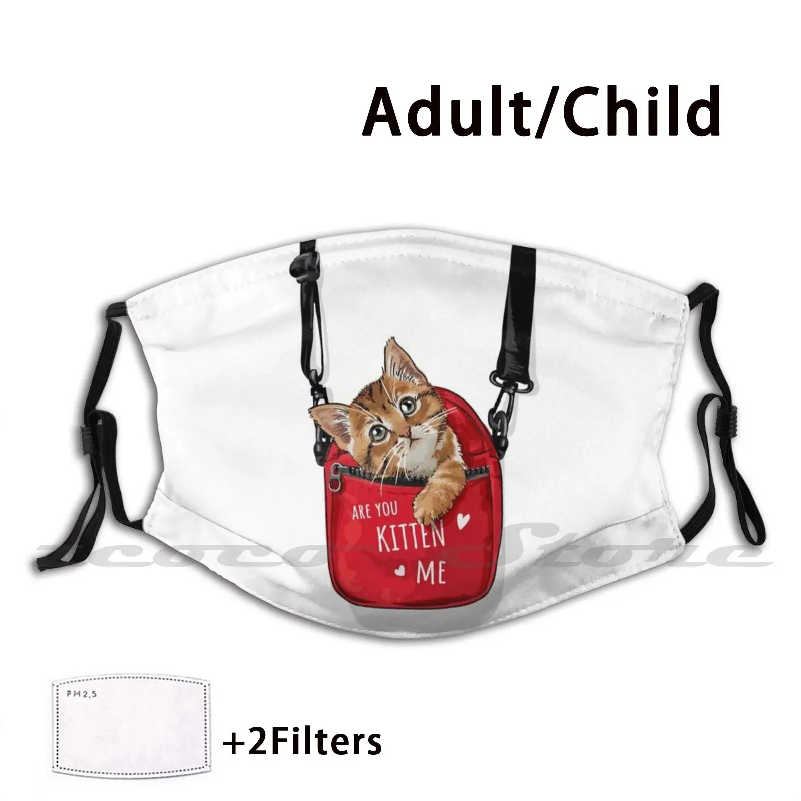 

Cute Cat In Red Carry Bag Mask Adult Child Washable Pm2.5 Filter Logo Creativity Cute Cute Cat Carry Kitten Are You Kitten Me