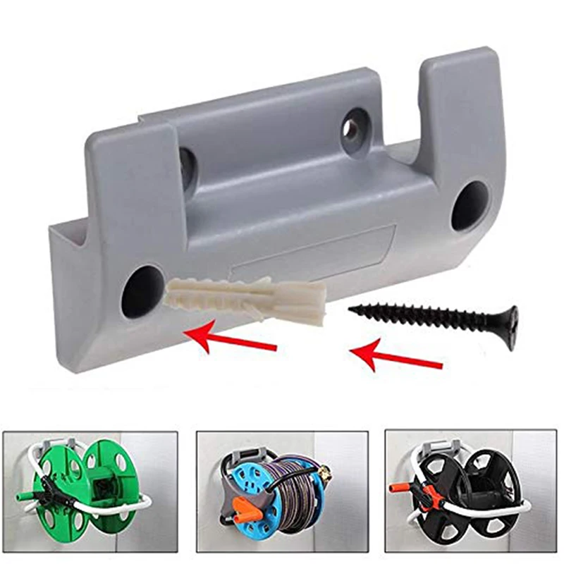 

1pc Garden Hose Reel Holder PVC Wall Mounted Hanger Storage Hook Rack Reel Pipe Holder with 4pcs Expansion Screws