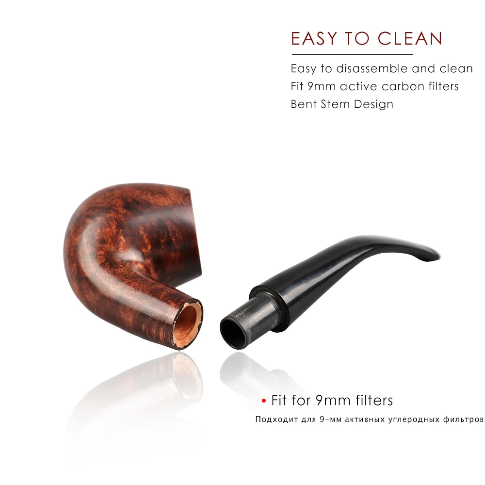 

SHAOLAN Classical Smokinig Pipe Briar Tobacco Pipe HandmadeWooden Bent Pipe Tube Free Free 9mm Filters Gift Set and Accessories