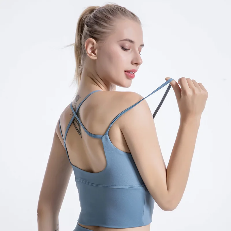 Спортивный бюстгальтер для йоги с перекрещивающимися на спине бретелями Пуш Ап
