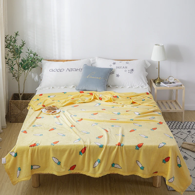 

Radish High quality Thicken plush bedspread blanket 200x230cm High Density Super Soft Flannel Blanket for the sofa/Bed/Car