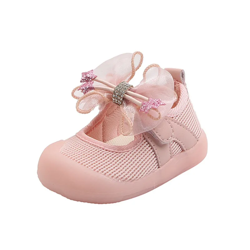 

New Spring Baby Shoes Toddler Girls Princess Shoes Butterfly-knot Soft Sole Infant Footwear Fashion Baby First Walk Shoes 15-19