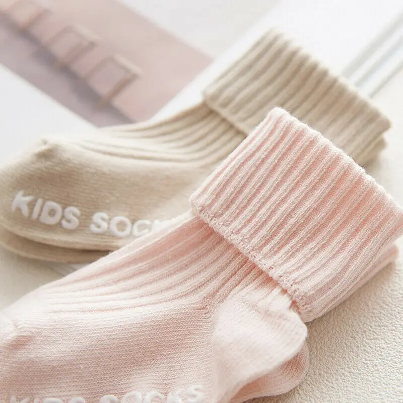 

Kids Baby Boy Girl Cotton Socks Newborn Baby Soft Ankle Length Socks Breathable Letter Print Knitted Ribbed Socks 1Pairs 1-4Y
