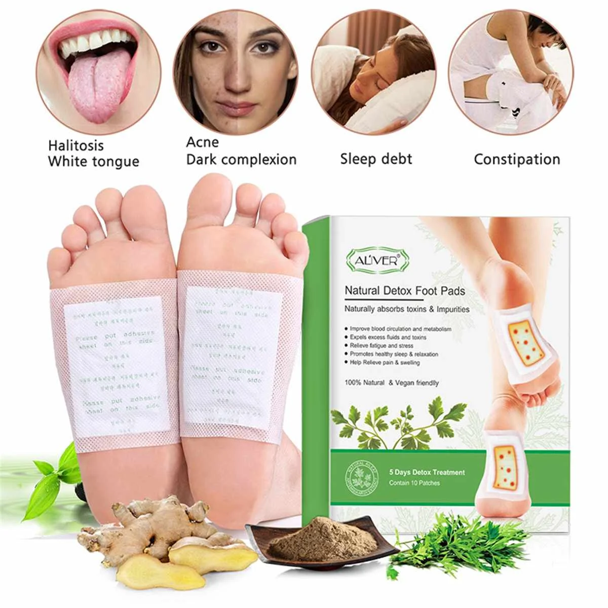 

Оригинальные детоксикационные патчи для ног Artemisia Argyi, прокладки для токсинов, ног, для похудения, очищения, травяного тела, для здоровья, кле...