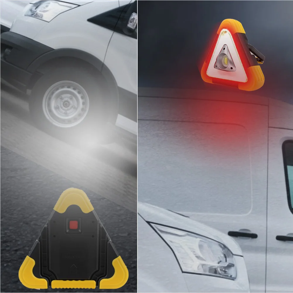 

Flashing light on hand Emergency Breakdown Alarm lamp Triangle Warning Sign Road Safety Portable Car LED Work light