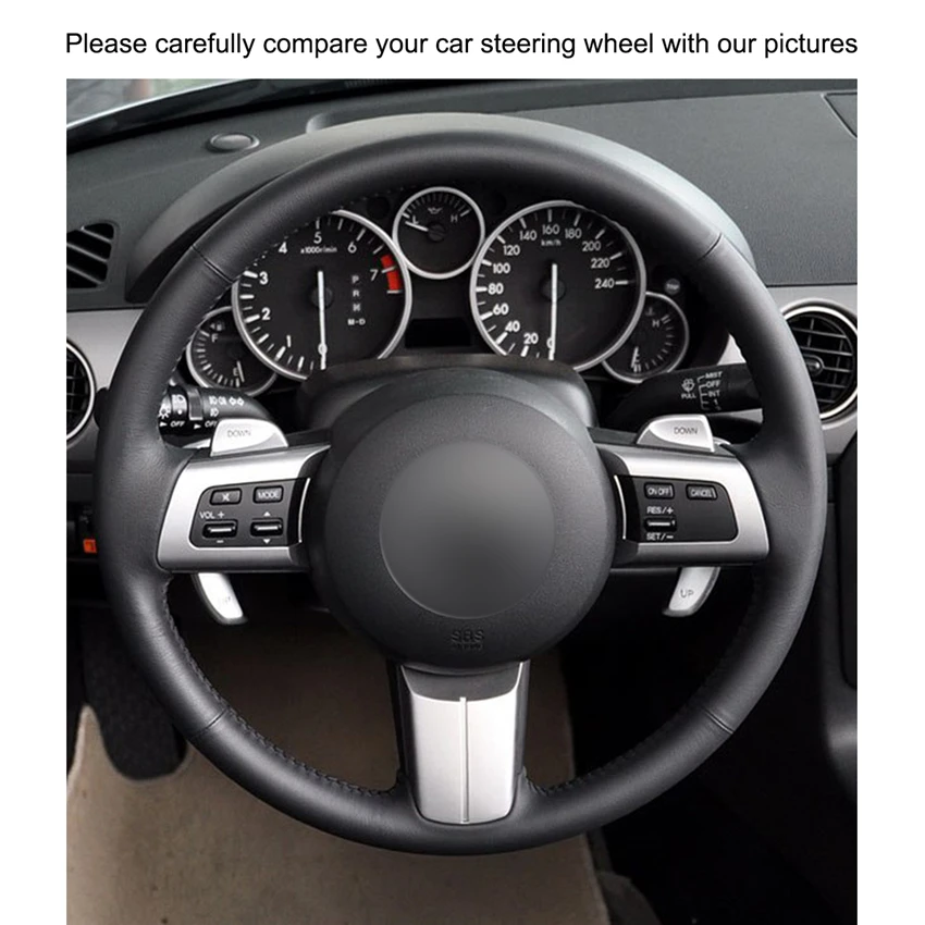 Оплетка рулевого колеса Mewant из черной натуральной кожи для Mazda MX 5 Miata 2009 2013