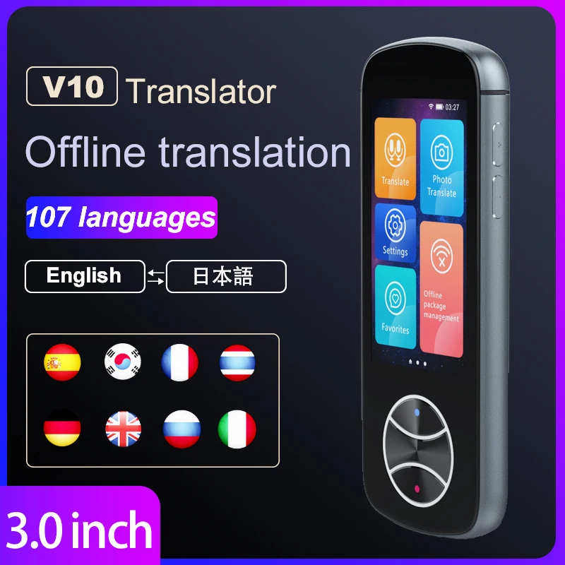 Wi-Fi переводчик для фото V10 с поддержкой 107 языков онлайн и 12 автономных Android RAM 1GB + ROM