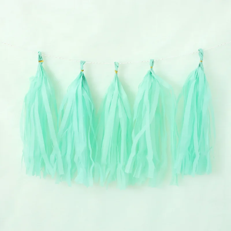 Tiffany Blue 19 цветов 5 шт./пакет 14 дюймов ткани Бумага/Фольга Кисточкой Набор «сделай сам» гирлянда шары с лентами детского дня рождения вечеринка на день рождения Свадебные украшения - Цвет: Tiffany Blue