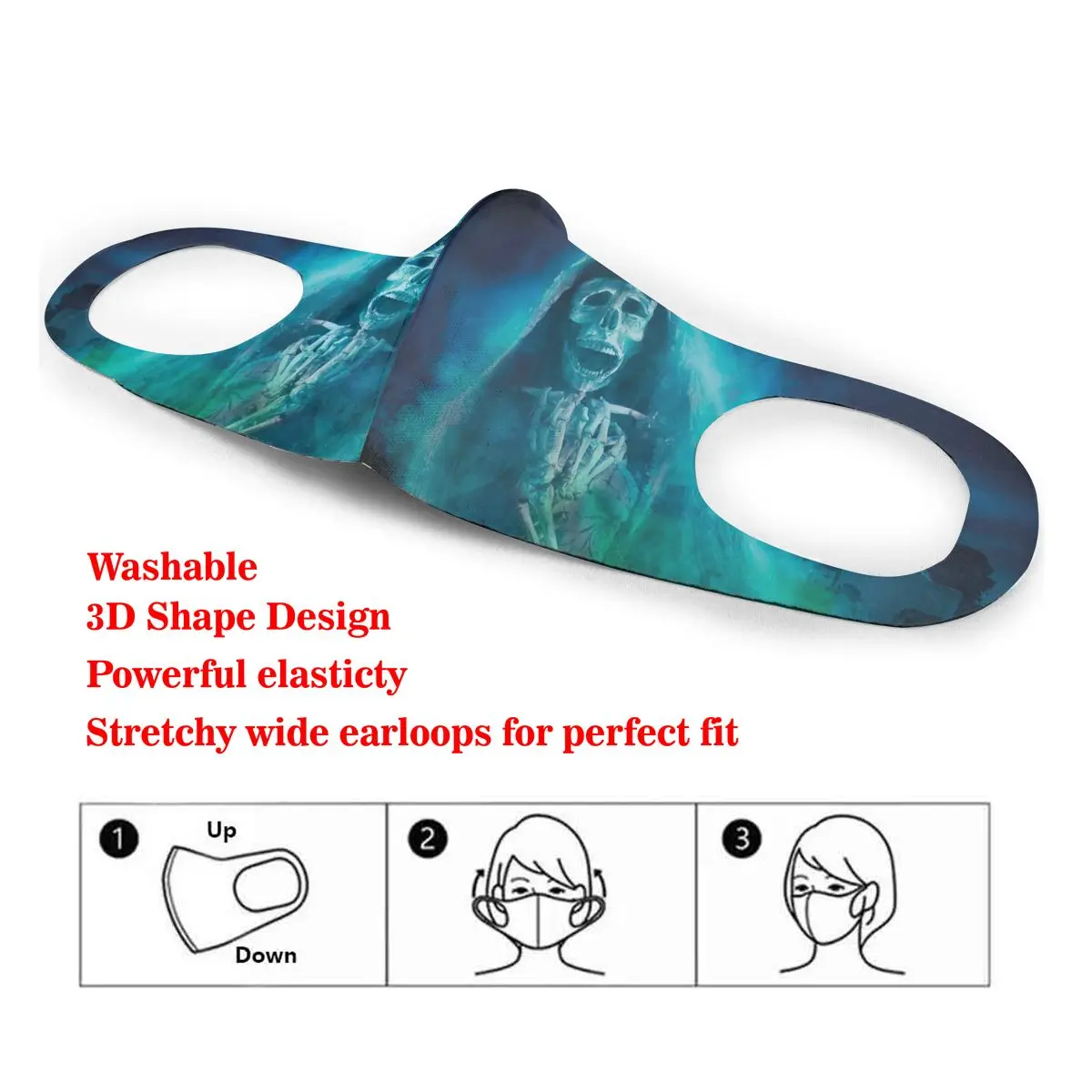 

Mouth Mask Halloween Dead Ghost Skull Dust Face Masks Cover Washable & Reusable for Adult Student Kids