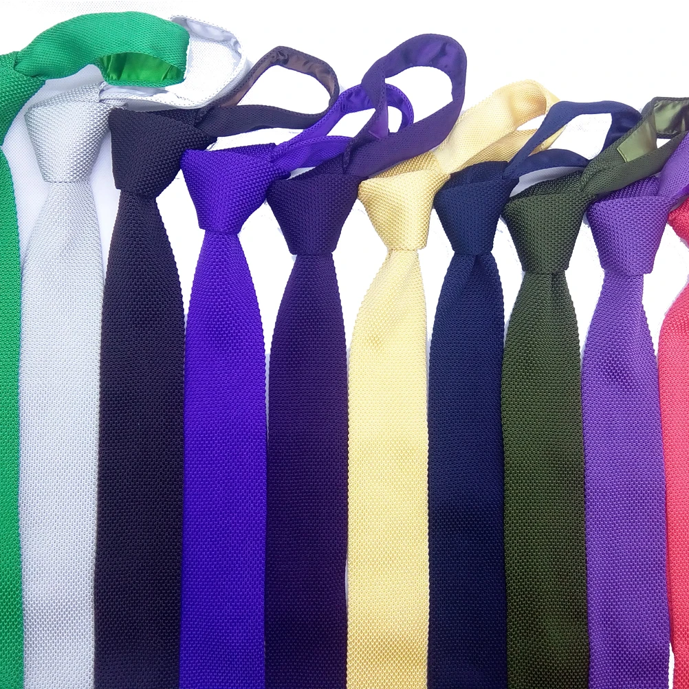 Mens Knit Ties For Women Solid Skinny Slim Narrow Horizontal Jacquard Woven Square End Textured Necktie Microfiber Hand Made | Аксессуары