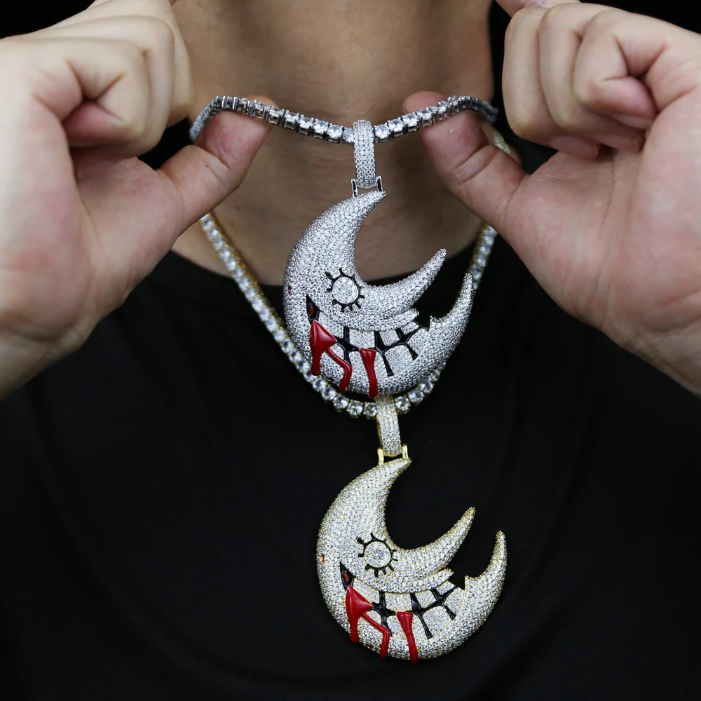 Ожерелье с кулоном в виде Луны и рота серебристого цвета | Украшения аксессуары