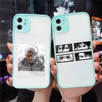 attack on titan phone case for iphone 12 11 mini pro xr xs max 7 8 plus x matte transparent blue back cover