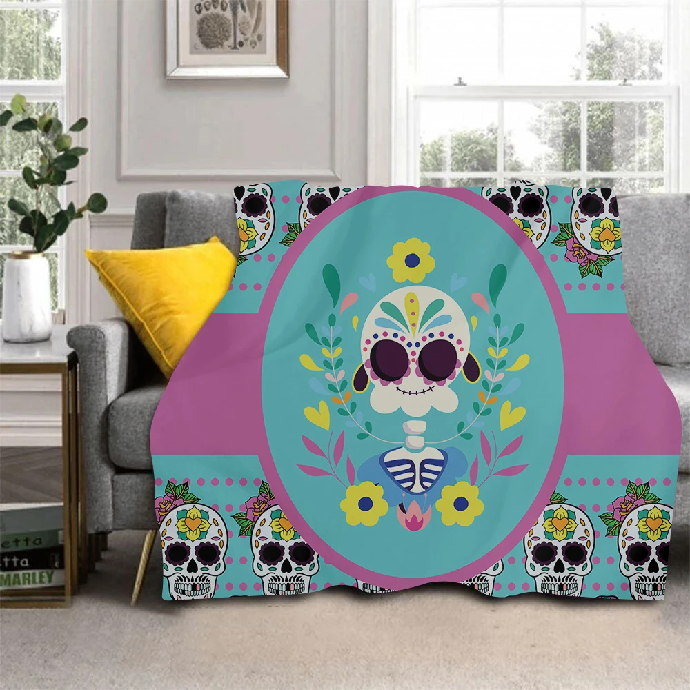

Cute Sugar Skulls Design Fleece Blanket Sherpa Fall Winter Decorative Sofa Plush Blankets Throw Bed Cover Decor Bedspread Mantas