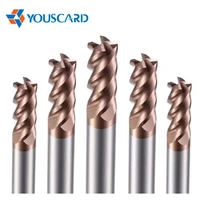 youscard discount price cutting hrc50 4 flute 4mm 5mm 6mm 8mm 12mm alloy carbide milling tungsten steel milling cutter end mill