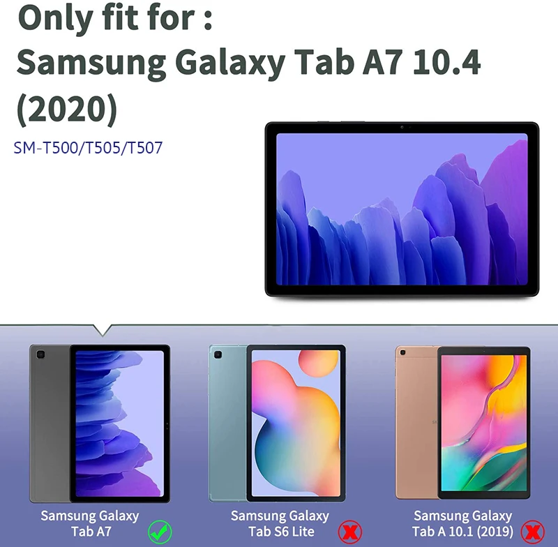 

Cover For Samsung Galaxy Tab A7 10.4'' 2020 SM-T500 SM-T505 SM-T507 Tablet Case Pu Leather Smart Sleep Tri-fold Bracket Cover