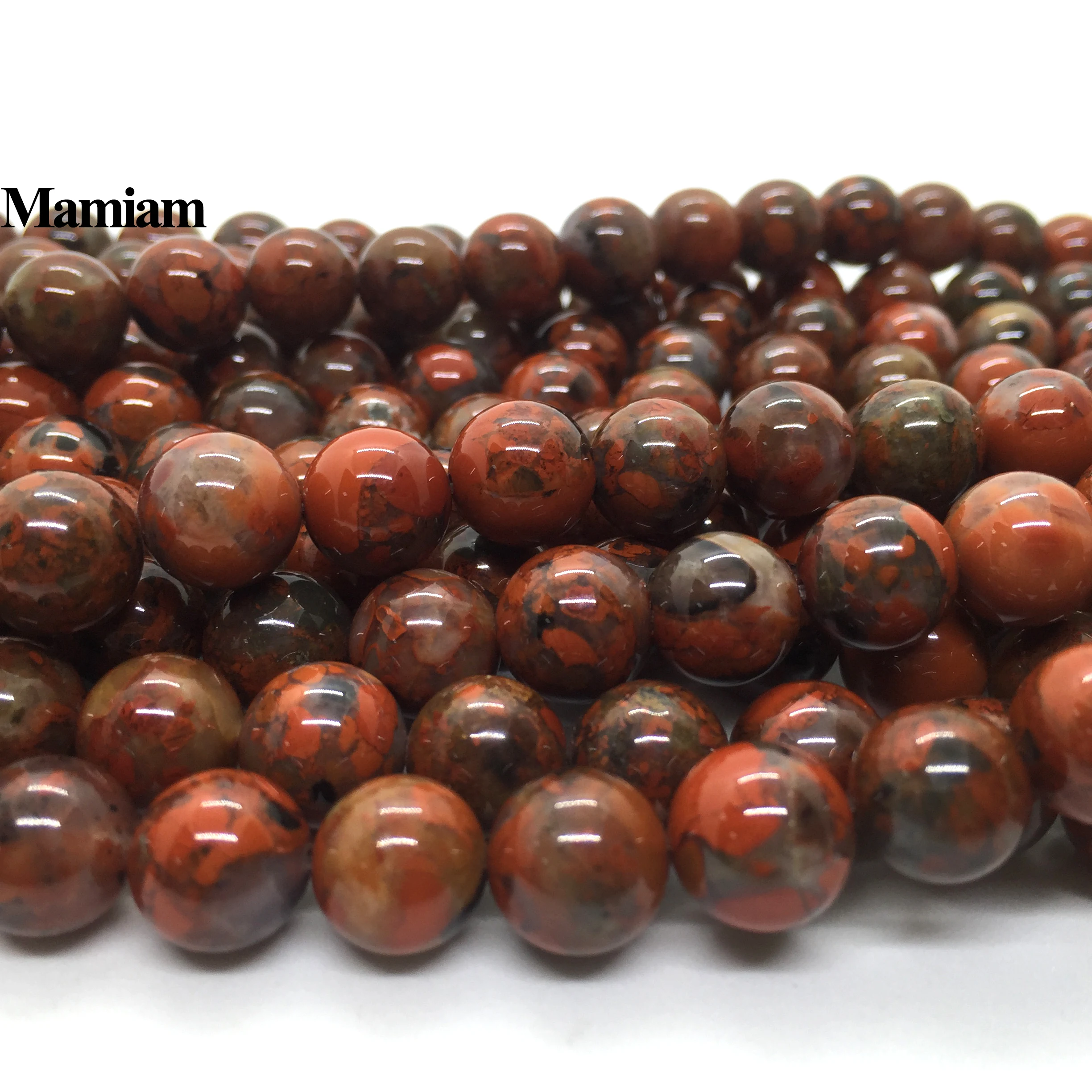 Натуральная Яшма с красным пламенем mamam 10 мм гладкий незакрепленный круглый