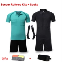 men soccer referee jersey and short pre l umpire kit casual sports football uniform professional judge suit score cards whistle