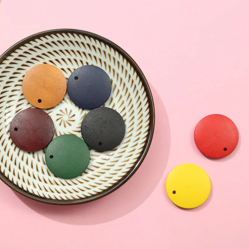 20pcs/lot 12-30mm Natural Wood Flat Round Earrings Charms DIY Bracelet Pendant Accessories for Women Jewelry Making Findings | Украшения и