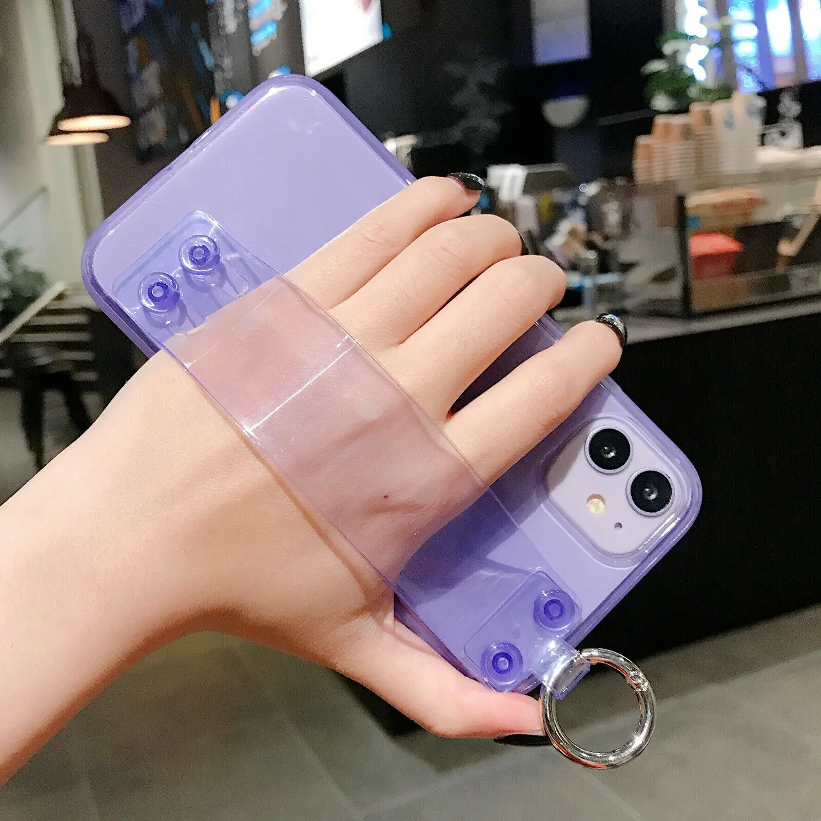 

SGlucy Transparent Shockproof Wrist Strap Case For iPhone 11 Pro Max XR XS Max 6 6S 7 8 Plus X Soft Phone Back Cover