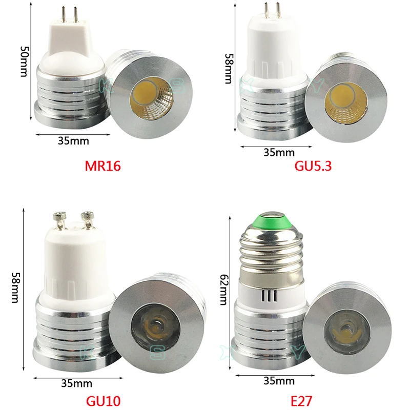 Ультра яркий светодиодный прожсветильник COB 1 Вт 3 E27 MR16 GU10 GU5.3 10 шт. лампочка 12 В
