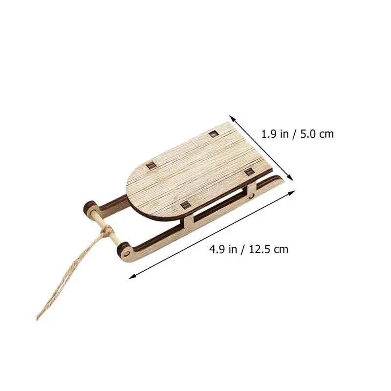 

3pcs Christmas Tree Hanging Ornaments Mini Sleighs Miniature Wooden Mini Sleighs Kit Tabletop Wood Sleighs Party Decoration