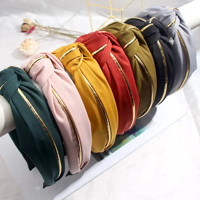 Женский однотонный обруч для волос JJFOUCS ободок с золотистым ободком в Корейском