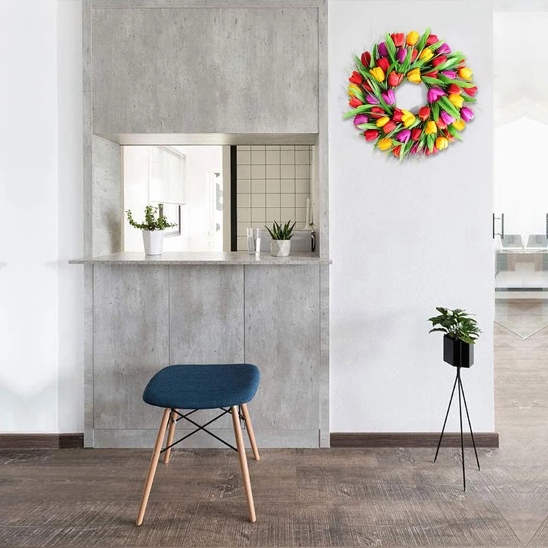 

Tulip Wreath Door Wreath Artificial Flower Tulip Floral Twig Door Wreath Summer Wreath for Front Door Wreath
