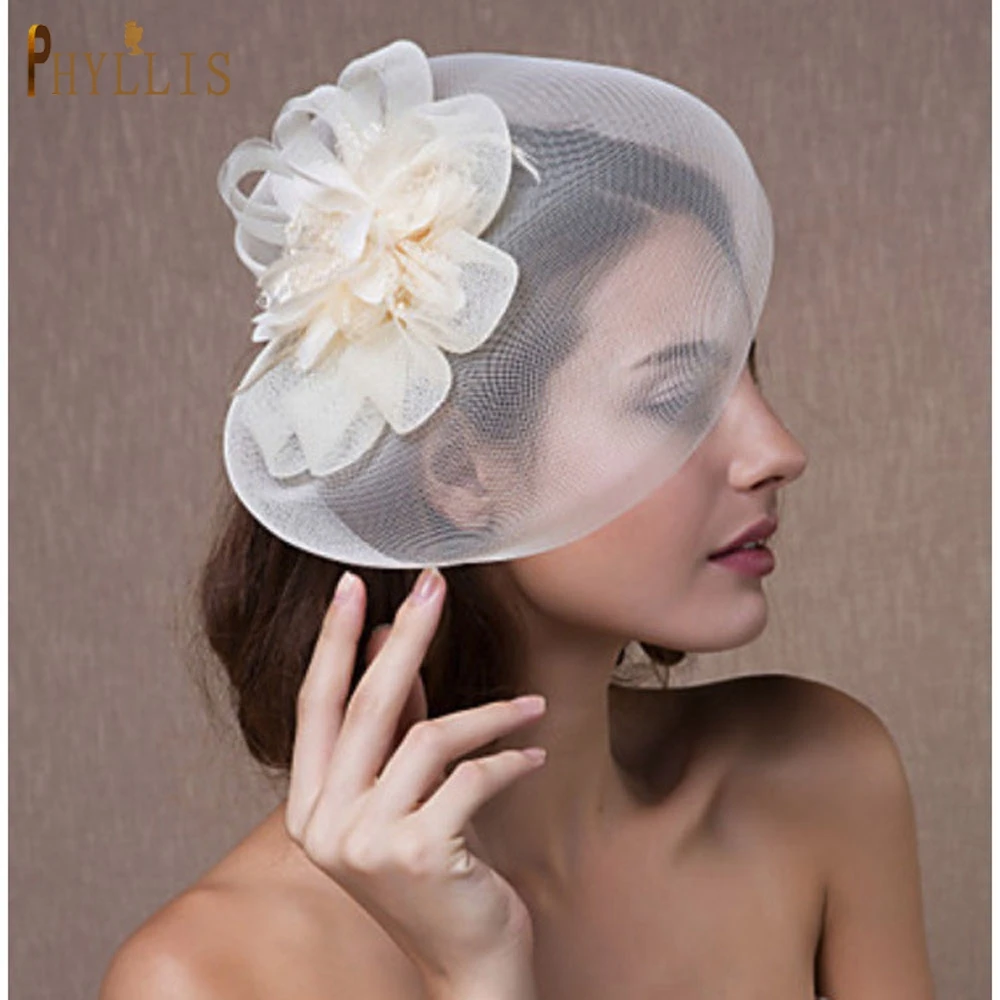

PHYLLiS JM02 Elegant Ladies Mariage Mesh Fascinator Hat Fancy Veils Chapeau Cap Fashion Church Headwear Womens Birdcage Veil