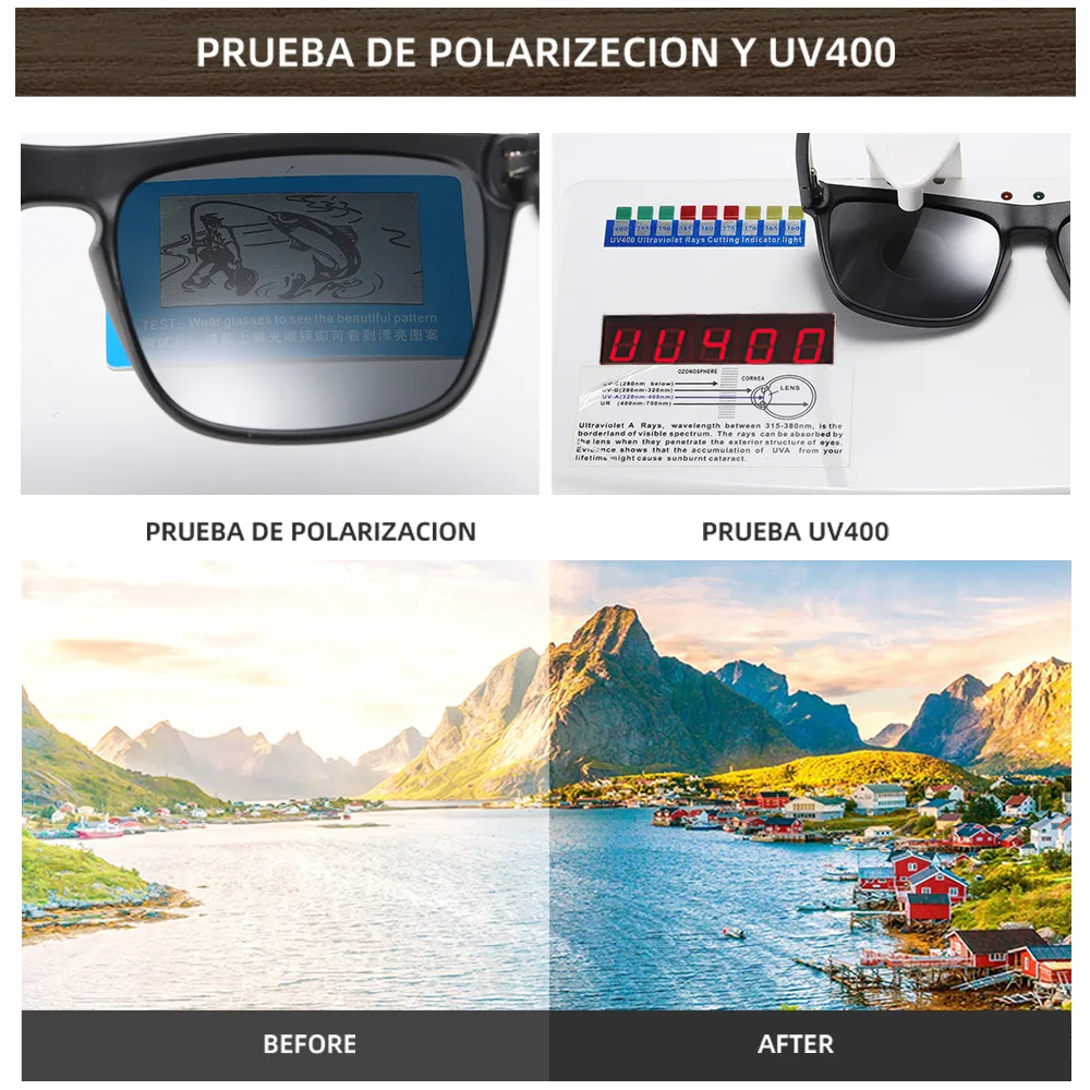 

New Classic Design Polarized Natural Wood Sunglasses Handmade Bamboo Sun Glasses Coating Color Lens Square Women Shades UV400