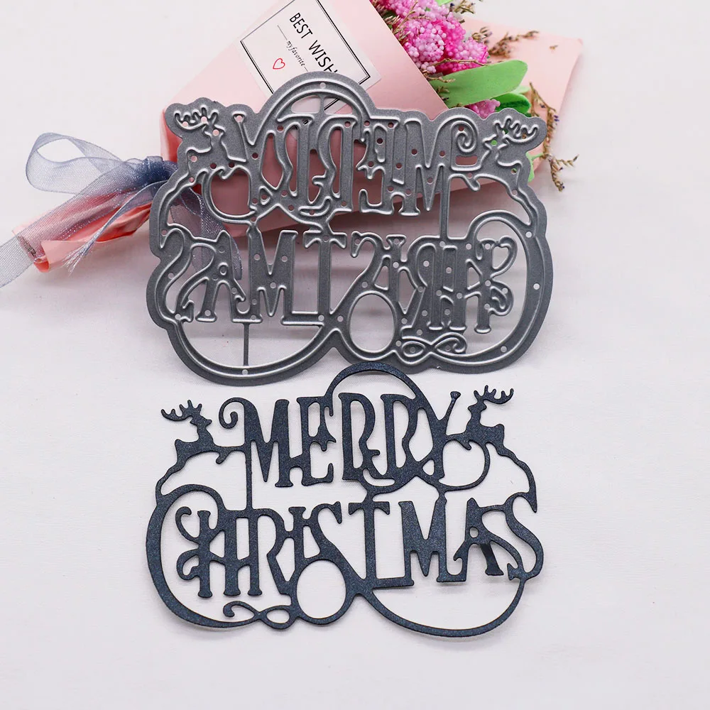 

Merry Christmas Die Cuts DIY Scrapbooking Paper Card Album Decorative Embossing Crafts Metal Cutting Stencil Dies And Stamps