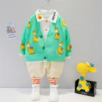 baby boys clothing sets spring autumn kids casual clothes cartoon giraffe coats t shirt pants toddler infant children costume