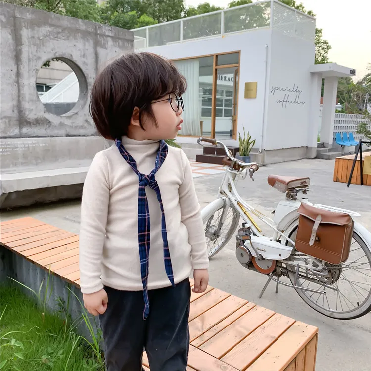 Осенние хлопковые футболки с длинными рукавами в Корейском стиле для девочек 2019