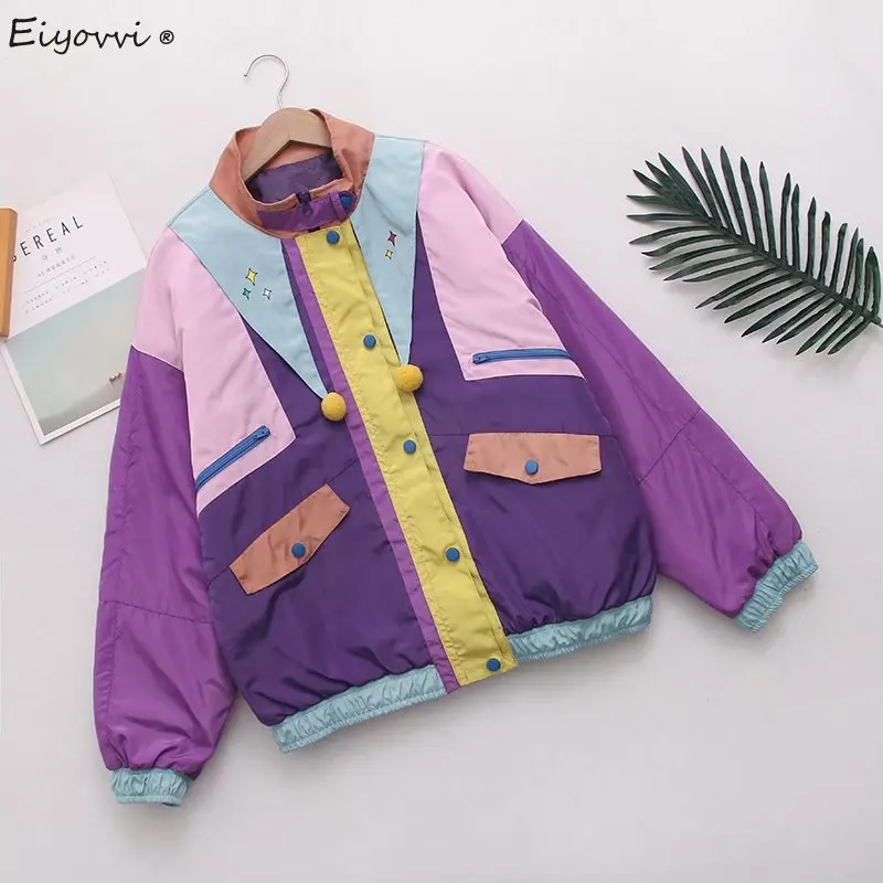 

Женская короткая куртка в стиле «Харадзюку», свободная куртка контрастных цветов для работы в стиле «бойфренд», весна 2021