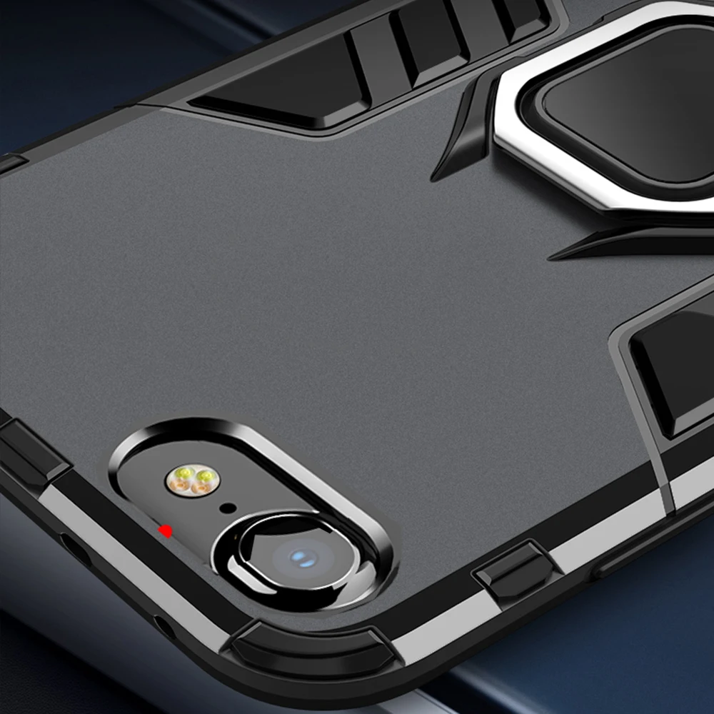 Шокопрочный чехол-броня для iPhone SE 2020 с магнитным кольцом на задней крышке для Айфон S E ES SE2020.